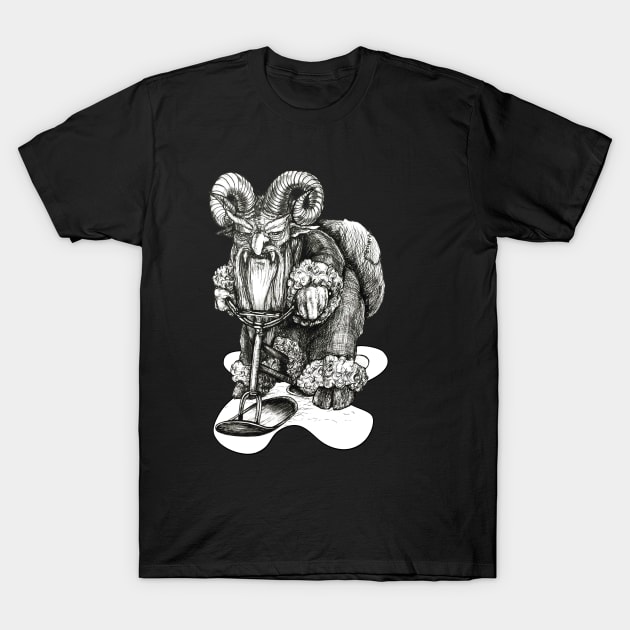 Krampus on a Snow Bike T-Shirt by AmysBirdHouse